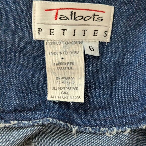 Talbots Midi Jumper Dress 6P Blue Denim Tartan Plaid Vintage 90s Teacher Preppy - Picture 9 of 10